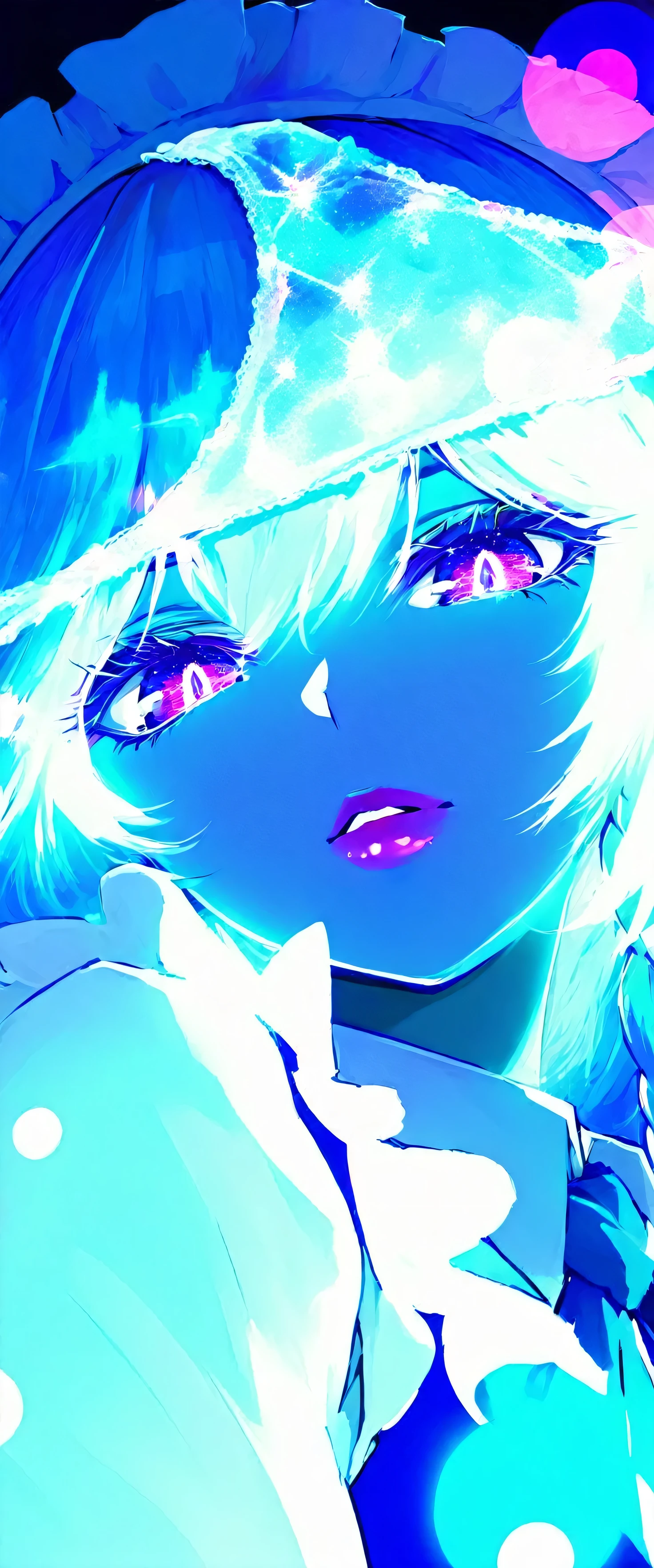 touhou project,Izayoi Sakuya,(beautiful girl: 1.3),masterpiece,Ultra-high resolution,Rich contrast,Very high quality,8k,Highly detailed CG unit wallpaper,Texture,So ridiculous,RAW Photos,Depth of written boundary 1.2,ultra-detailed eyes,Glowing Skin,Glitter Effect,Beautiful glossy lips,Circular Bokeh,(backlighting:1.2),Scarlet Devil Hall,pantyhat,panties on head,0__11Xx_illu,(jojo pose),