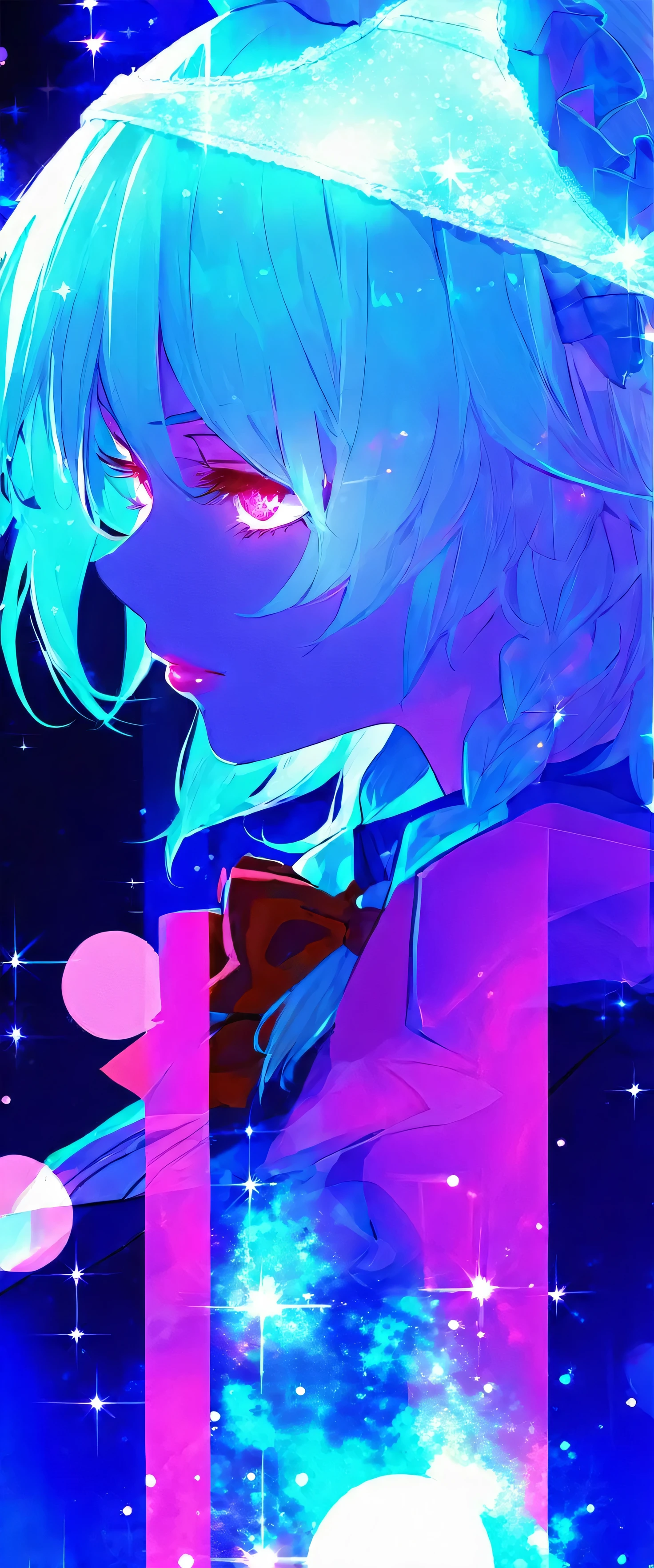 touhou project,Izayoi Sakuya,(beautiful girl: 1.3),masterpiece,Ultra-high resolution,Rich contrast,Very high quality,8k,Highly detailed CG unit wallpaper,Texture,So ridiculous,RAW Photos,Depth of written boundary 1.2,ultra-detailed eyes,Glowing Skin,Glitter Effect,Beautiful glossy lips,Circular Bokeh,(backlighting:1.2),Scarlet Devil Hall,pantyhat,panties on head,0__11Xx_illu,(jojo pose),,(from side:1.5)