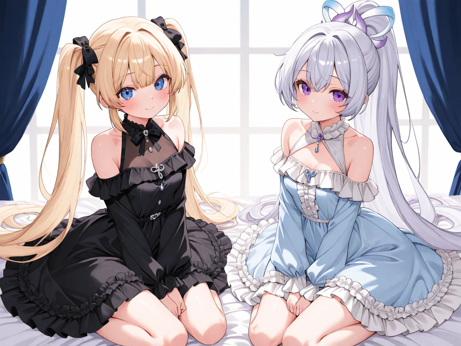(masterpiece:1.2), best quality, high resolution, Unity 8K wallpaper, (illustration:0.8), (Beautiful and delicate eyes:1.6), Extremely detailed face, Perfect lighting, Extremely detailed CG, (Perfect hands, Perfect anatomical structure),1 girl, , Solitary, , Black_shorts, Play_, Purple_With eyes, shorts, Lopez,gold_hair, Double tail, hair_deco, fail, fail_, blush, curtain, sit, Sweating, Dutch Cupola_Cupola, indoors, fail_Play_, _Shoulder, band_Clip Slip, By Bangs, Deactivate_beak, star_(Symbolism), _top, short_shorts, star_hair_deco, window, V-shape_Eyebrows are very, clavicle, vague, Large_, _Clip Slip, Ahog, dolphin_shorts, Play_Plays, vague_background, Jewel-like, Side lock, White__top, varies through, shirt, short_Double tail, breast,nipple,underwear,White_shirt,