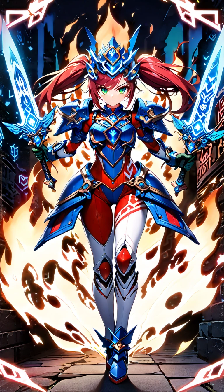 best quality,4k,8k,highres,masterpiece:1.2),ultra-detailed, extremely detailed eyes, extremely detailed body, (large masterpiece digital art), (detailed manga illustration), (detailed line art), ((perfect ???????)), (intricate details:1.3), (ultra-detailed:1.3), (illustration:1.3), (sharp focus:1.3), (natural lighting:1.05), (vivid colors:1.3), (masterpiece), best quality, expressive eyes, perfect face, 1 girl, breasts, gloves, large breasts, {blue hair}, medium hair, wavy hair, (gray eyes), hourglass physique, huge ass, dynamic pose, dynamic lighting, fur trim, hair bun, glowing, crystal, helm, helmet, armor, ((full armor)), cuisses, shoulder armor, belt, hand guard, boots, glove, particles stream, creationmagic, ethereal creation, Magic Circle, glowing, crystal, jim lee, Brazilian woman, hair bun, fur trim, jewelry, crystal, wild energy, cinematic lighting, heroic atmosphere, Beautiful woman, Atey Ghailan, Jeremy Mann, Greg Manchess, Antonio Moro, trend in ArtStation, trend in CGSociety, Intricate, High Detail, Sharp focus, dramatic and photorealistic painting art by Midjourney and Greg Rutkowski, Marvel Cinematic Universe style, (((mystical gothic castle in the background))), crystal sword in hand,