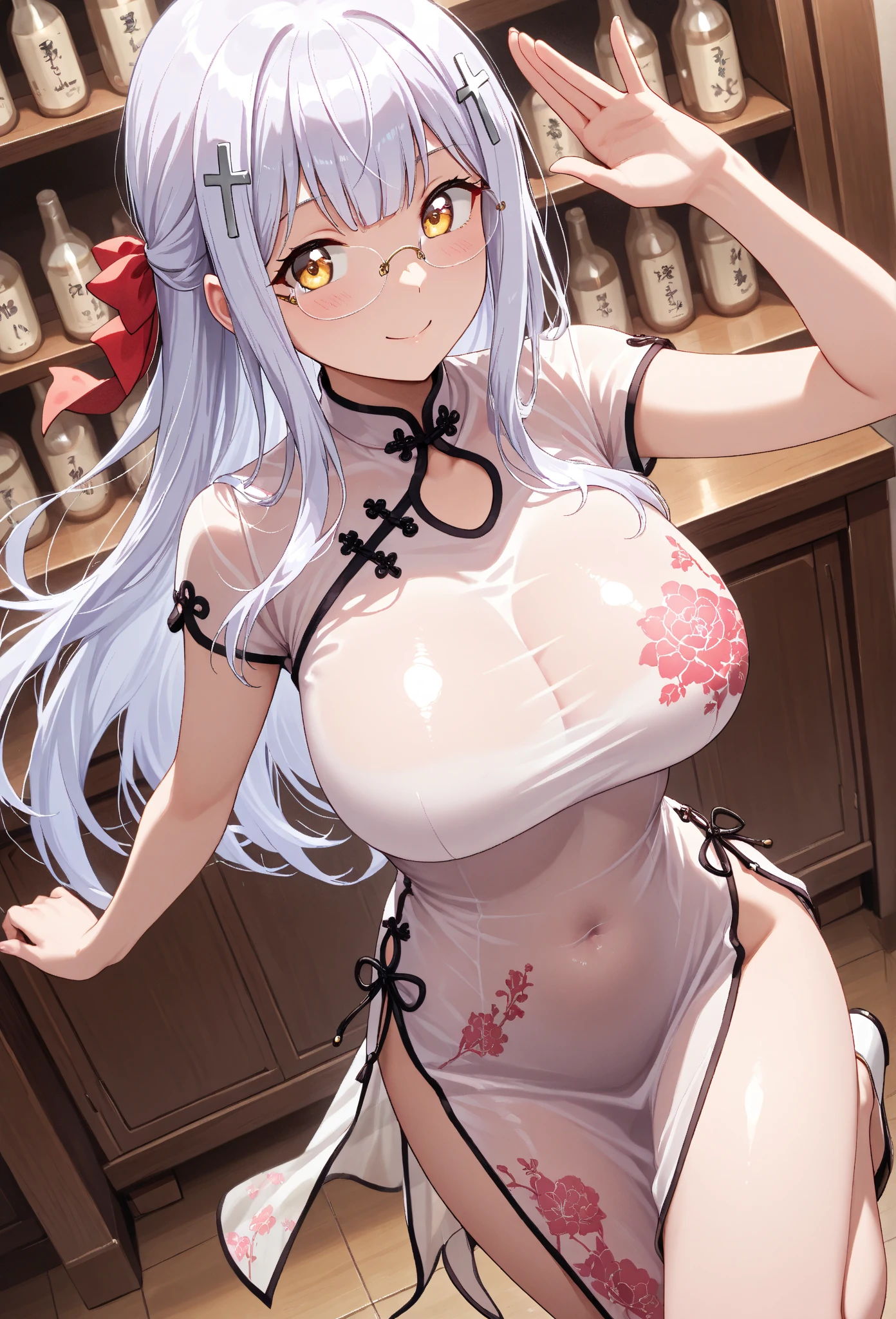 masterpiece, best quality, ultra high res, (front view,looking at viewer,eyes focus:1.6),(ideal ratio body proportions:1.5),(ultra beautiful detailed big eye:1.5), beautiful detailed hair , beautiful detailed face, perfect feminine face, twintails hair, silver hair, (pink micro-bikini:1.6),(coverd nipples:1.2),(under boob:1.2), (sagging breasts,gigantic breasts:1.5), (huge cleavage:1.5),(thigh gap:1.5),art by sakimichan, george kamitani, akira yasuda,Raita,(reino pool:1.5),(sexy pose:1.5),(love me tender:1.8),