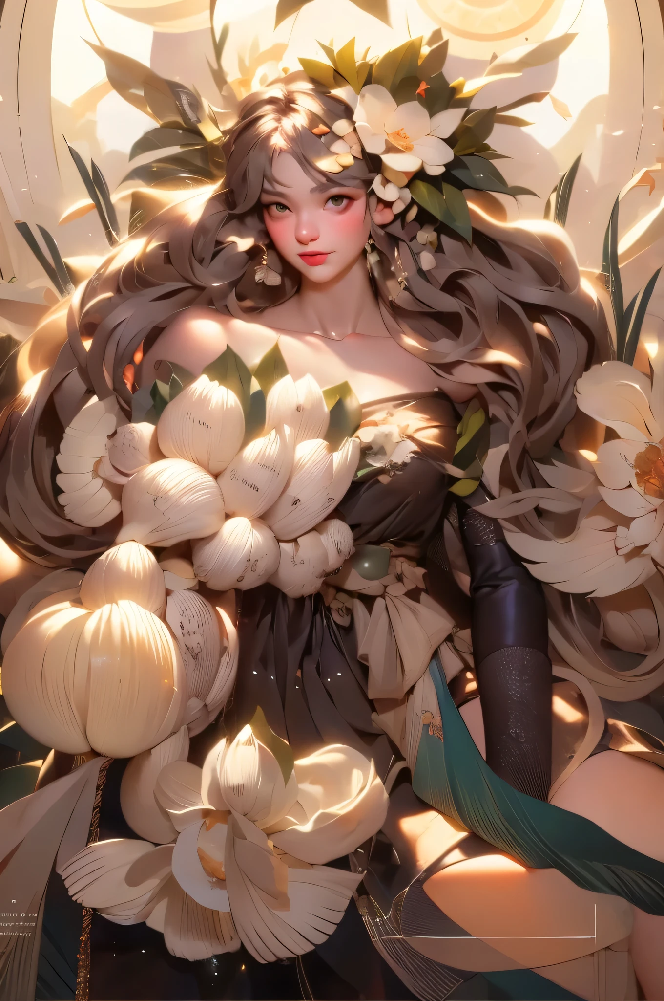 anime drawing of a woman with long hair holding a plate, inspired by James Jean, artgerm and james jean, james jean!, james jean art, style of james jean, by James Jean, by james jean, james jean ”, james jean style, james jean!!!, loish |, in style james jean, inspired by Yoshitaka Amano,masterpiece, best quality, (extremely detailed CG unity 8k wallpaper), (best quality), (best illustration), (best shadow), absurdres, realistic lighting, (Abyss), beautiful detailed glow