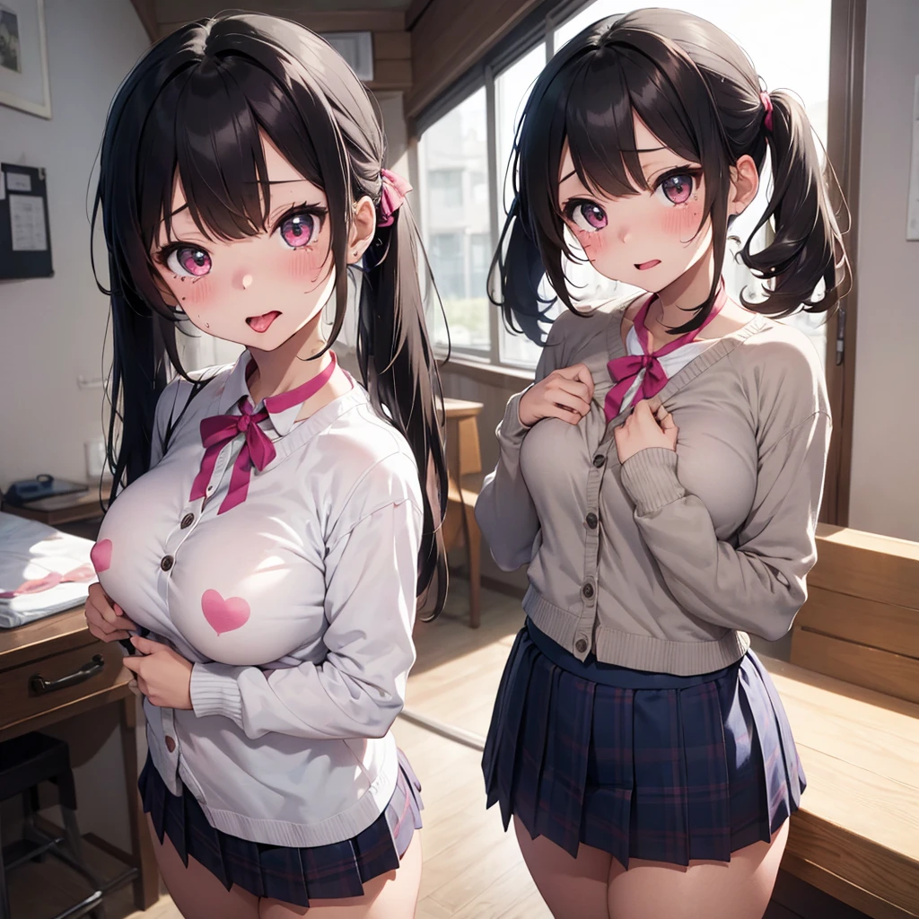 (masterpiece), (highest quality), (Super detailed), wood々In a park with,bench, (((Two girls sitting on a bench))), (((2 girls))), 13 years old, 21 years old , blush, (lift up:1.2),(topless), (slender) ,Happy, View Viewer, shy , anxiety, smile, mischief,(Shiny skin), from the front, Long wet ears, (Nipples),(topless:1.3), bra lift, shirt lift, breast grab, arms behind back, belly button, jewelry, Watching the audience, necklace, Abdominal muscles, straight hair, bob cut, blunt bangs, silky hair, jet black hair ,brown hair, hair clip, hair band, hair ribbon, one-length haircut, ducktail, outward curled hair, French twist hair, twintails, side ponytail, single braid, wavy hair, bangs pinned back, (micro skirt), (white micro thong),