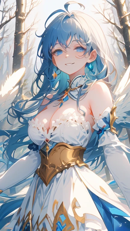4K,High resolution,One Woman,harpy,Light blue hair,Long Ponytail,Huge boobs,White Wings,Golden toenails,Queen,Queenのティアラ,Black high leg bikini,Jewelry decoration