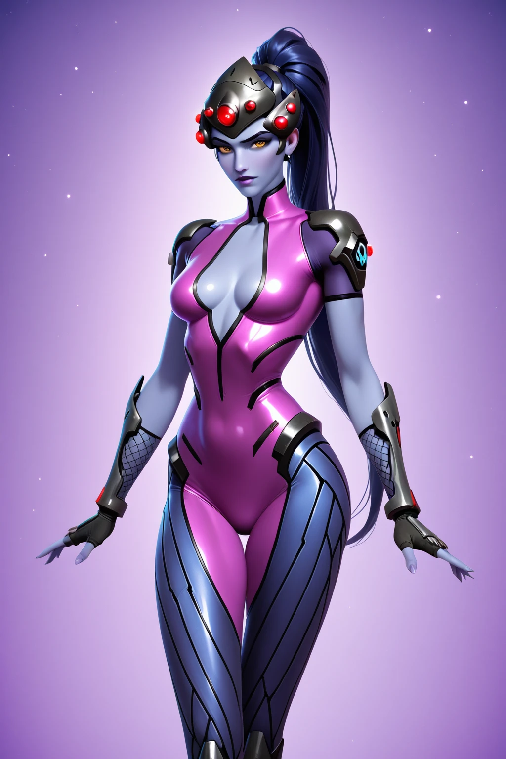Bloom, HDR, lens flare, wide format, wallpaper, desktop, looking at viewer, Tall Blue Skin Twi'lek with (gigantic breasts) wearing a hot pink one-piece swimsuit on the beach, tattoos, cleavage, tall, graceful, (tall, long legs), athletic, slim hips, small waist, close-up