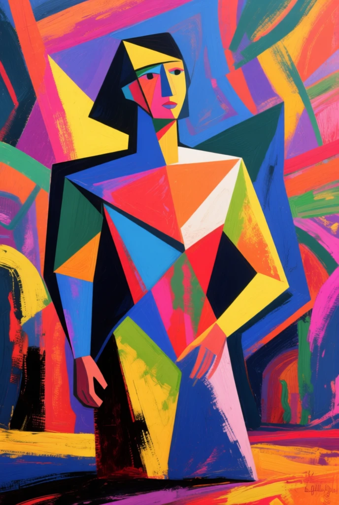 Cubist drawing by Romero Brito