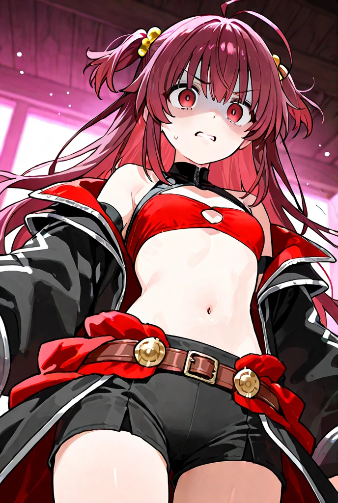 Fox Demon Little Red Lady, Schwarz Bikini, Open red big jacket, Augenklappe