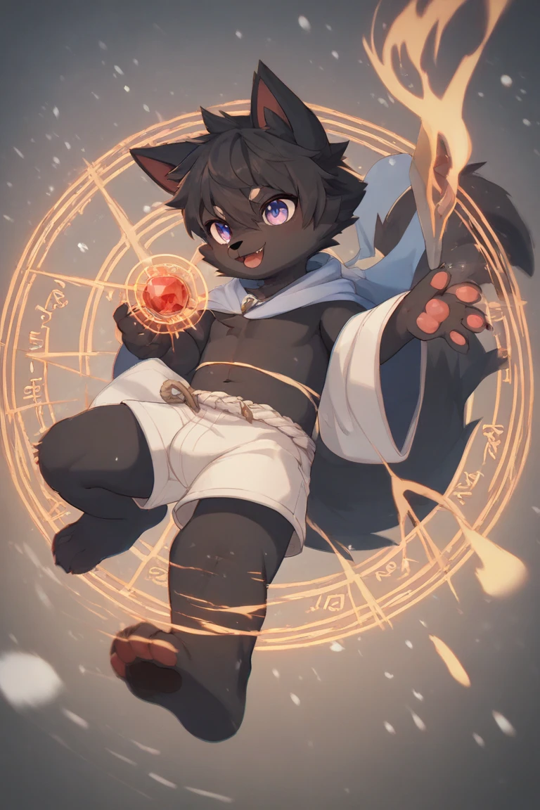 shaggy，male people，white cat，Blue-violet pupils，Slightly fat，ln the forest，with short black hair，cloaks