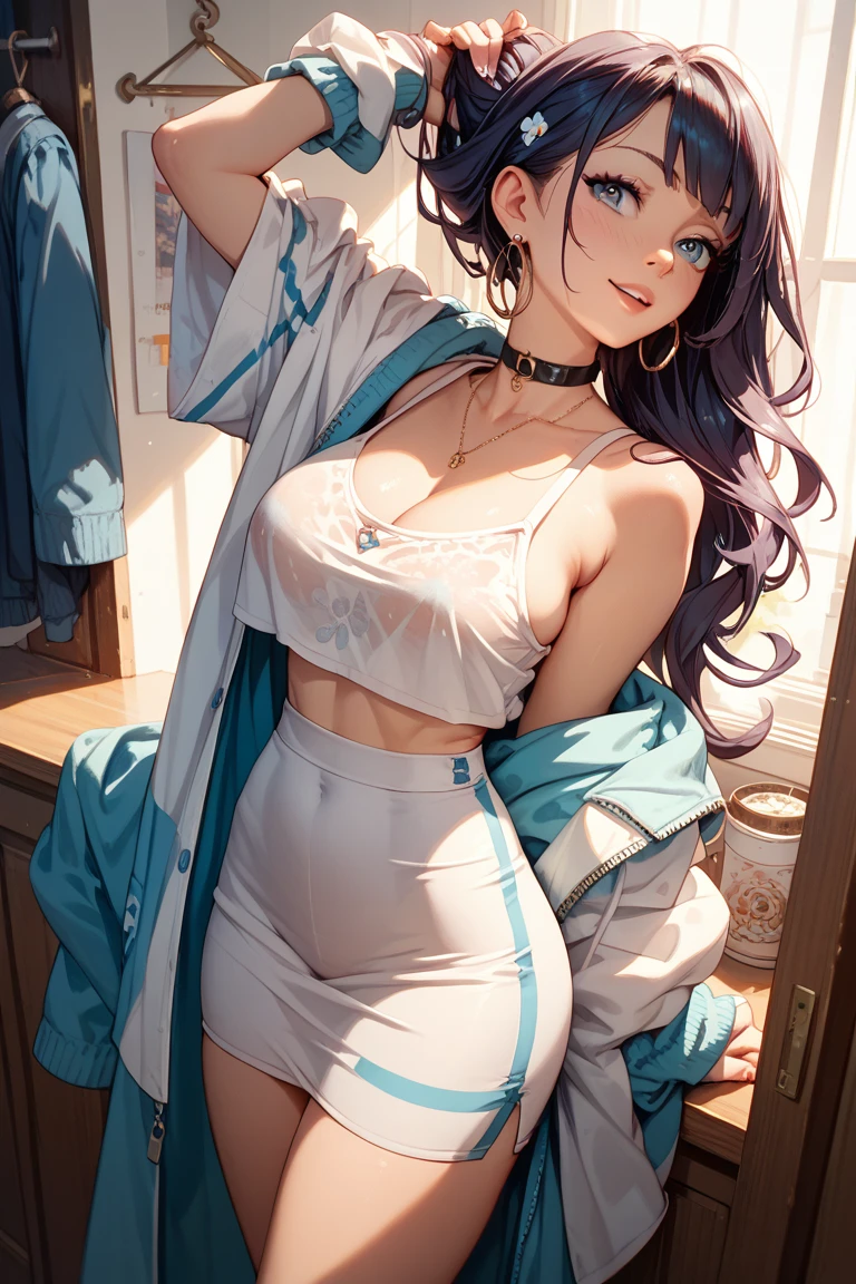 inoue orihime, inoue orihime, Long hair, Orange hair, (Brown eyes:1.5), Take off your bra, bow ribbon, Neck ribbon, Bow, bowtie, Red bow, White collared shirt, looking at the viewers, BREAK (masutepiece:1.2), Best Quality, High resolution, Unity 8k壁纸, (Illustration:0.8), (Beautiful detailed eyes:1.6), extra detailed face, Perfect Lighting, extremely details CG, (Perfect hands, Perfect Anatomy),Smile with open mouth、(Bra is fully exposed:1.5),(White bra:1.3),(shirts lift:1.3),(Open Shirt:1.3)、plein air、outside of house、(huge-breasted:1.4), (爆乳:1.3)、is standing、plein air、blue-sky, shiny oily skin with high contrast,, huge long breasts,, (white panties:1.3)、(Fully exposed panties:2)、
