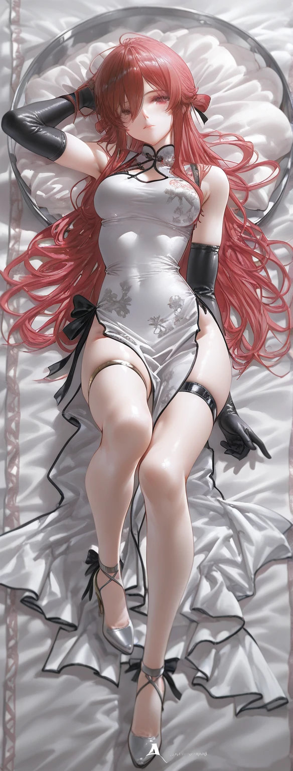 Yae Miko,purple eyes,Wedding Dress,long skirt,seductive face,legs open