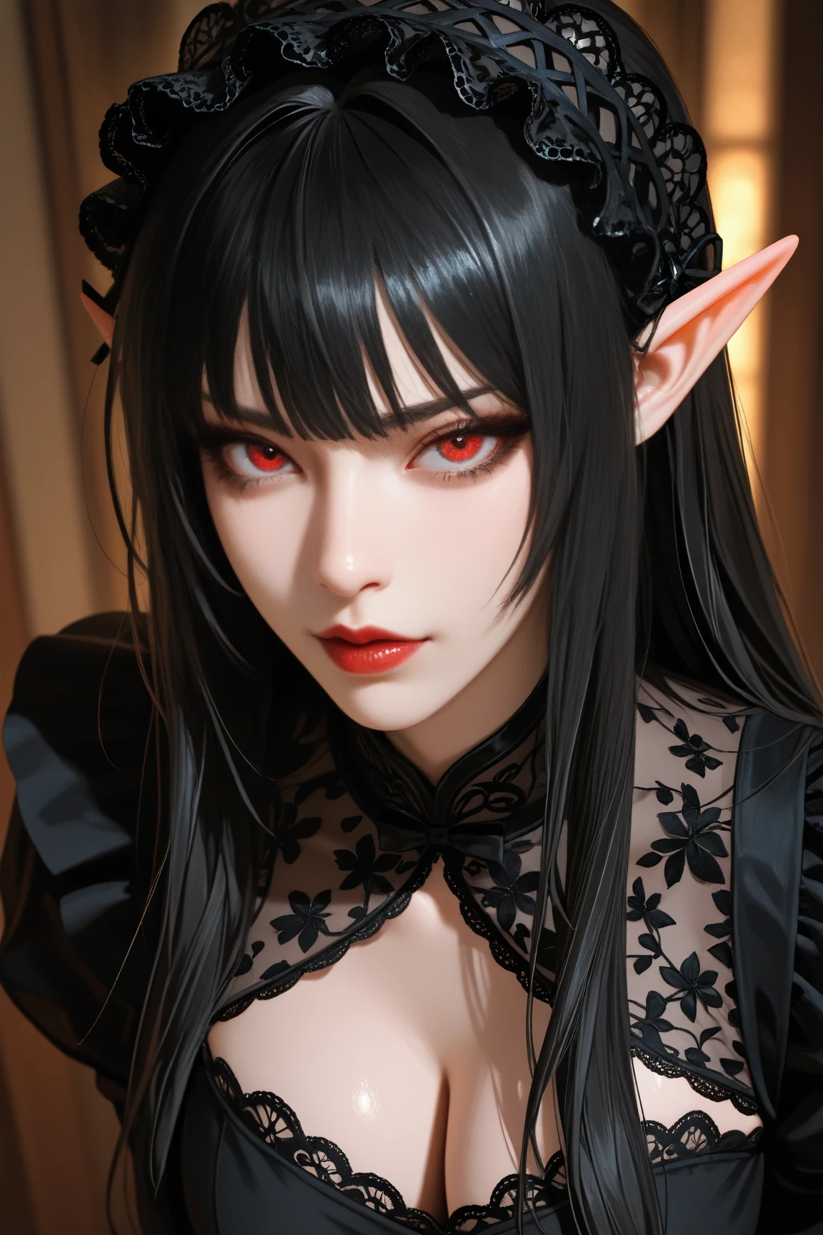 gothic style,selling,The Demons,finger her mouth,Big breast anime,Succubi,one of the beauty