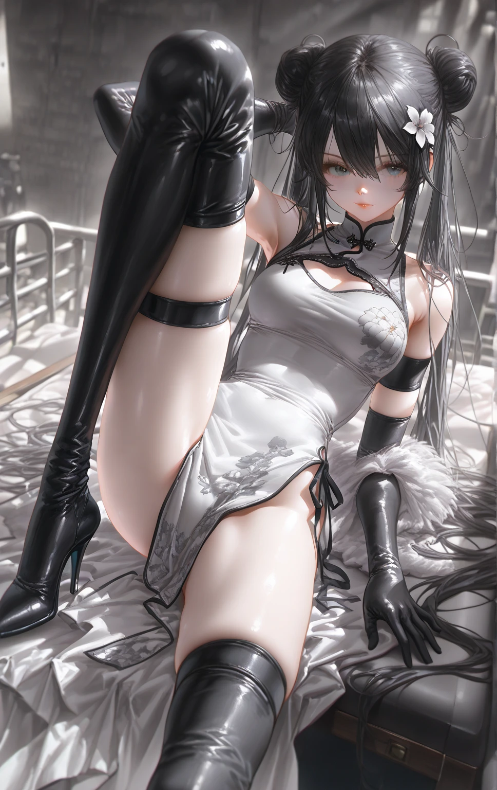 (whole body姿:1.3),(Second dimension beautiful girl:1.2),BESTquality,Super Resolution,(Very cute woman:1.3),(High twin tail hair:1.5),(Images with no viewing restrictions:1.5),(She is squatting with her legs spread wide to the left and right.:1.5),(whole body:1.2),(From belowもangle:1.3),(sexy),(White silk knee socks:1.2),(Thin suspenders:1.2),(garter belt:1.3),(Giving birth with legs wide open:1.2),(delicate),(highqualityanime),From belowもangle:1.2,(She gives birth with her legs wide open and uplegs:1.3),(｛　She is dieting by doing squats with her legs spread wide apart :1.3　　｝)　　,Young shiny shiny white shiny skin、Platinum blonde hair with dazzling highlights、shiny bright hair,Smooth Hair、Shining beautiful bangs、Shiny, Transparent and attractive、Very beautiful, Nice and cute 、High resolution、Very detailed photos、Professional Lighting、(A gravure idol spreads her legs wide to show off her panties to the camera.:1.3)、(masterpiece, highest quality:1.2), alone,  {{{masterpiece}}}, {{{highest quality}}}, {{Very detailed}},  {{Very delicate and beautiful}}, ,(High two side up hairstyle:1.5),  very cute ,(Flat Chest, Small hips, Maid, Black Skirt,  (White knee-high socks:1.3), (((legsUP:1.3))), ((Pushed backwards:1.5)), (Place your arms behind your back:1.2),,Tilt your head,  In the heat, Open your mouth,, (((From below))),, (((Upper Body))), (animation, (Skirt lift:1.3), (whole body:1.2),(Thin suspenders:1.2),(garter belt:1.3),(Silk knee socks),Drooling,(Completely hairless crotch 1.3),(short hair),(Slim and round body:1.2,((Tattoo on crotch:1.2),((beautiful:1.2),(Semi-rear stick:1.2),(Bright lighting:1.2),(Small breasts:1.3),(Double Hand is completely restrained by chains, (The upper body is completely restrained with chains and ropes.:1.3),(Cute Face),(Ahegao:1.2),(Public Birth LIVE Idol),(Night Park),(bench),(Largely torn clothes:1.3),(Sleeping in the delivery room:1.2),(),(silverhair)(｛　KMS Elbe　:1.3　｝),(Riding a bike:1.5),(Front body:1.5),(Show viewers the moment a baby is born from the front:1.3)