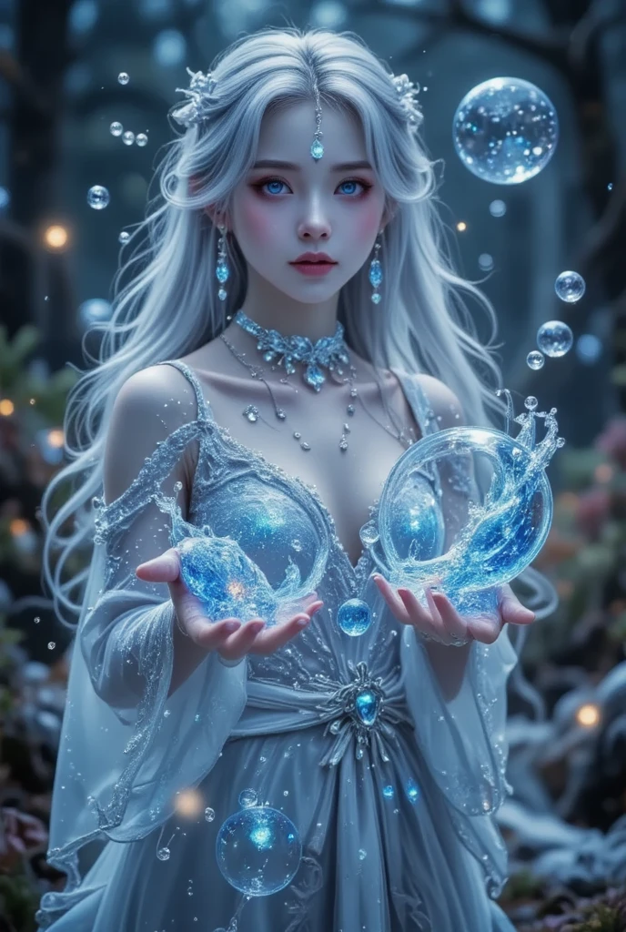 HDR, Halftone Print, product photo, Aquatint, short (jellyfish ying yang, glass statue, intricate and detailed lighting, ying yang theme, (masterpiece, high detail, best quality) , sharp, smooth anime:1.2) , wearing Lace and Lurex Fabric, High-Tech hair, Magewave, broad lighting, Academism, Luminous trails, Cleancore, This is an image of a high-tech mage in an intricately lit room. The mage is wearing lace and lurex fabric and has long white hair styled in waves. They are holding a staff adorned with intricate patterns and are surrounded by glowing symbols that seem to be casting spells. The room itself appears to be made of glass and is filled with floating light particles that create a magical atmosphere. The overall scene suggests a sense of power and mysticism. The high-quality printing technique used for this image ensures that every detail is rendered with precision and clarity. This image is truly a master