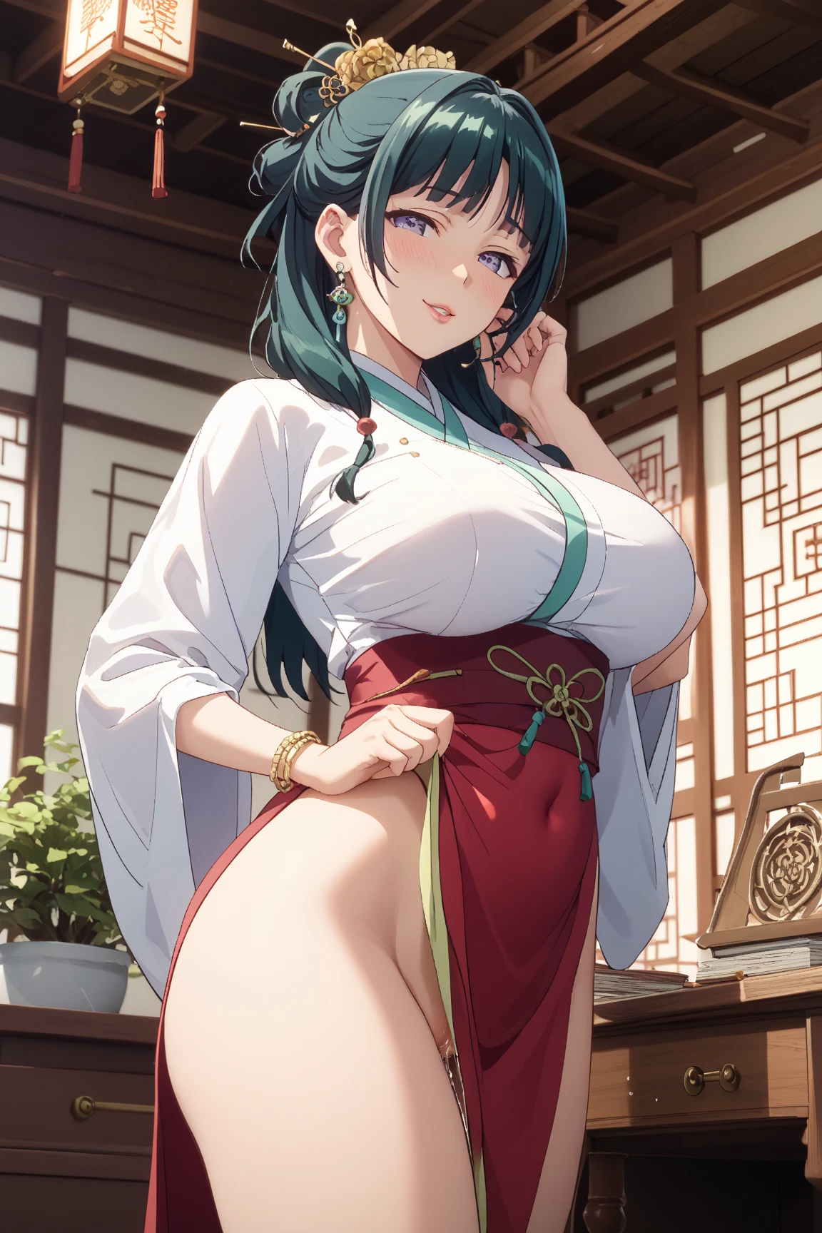 (curved thighs), defined nipples (huge breasts, perky breasts:1.4), (curved thighs), (huge breasts, perky breasts:1.4), (curved thighs), (huge breasts, perky breasts:1.4), nude, nipples marked, Asuka - Senran Kagura