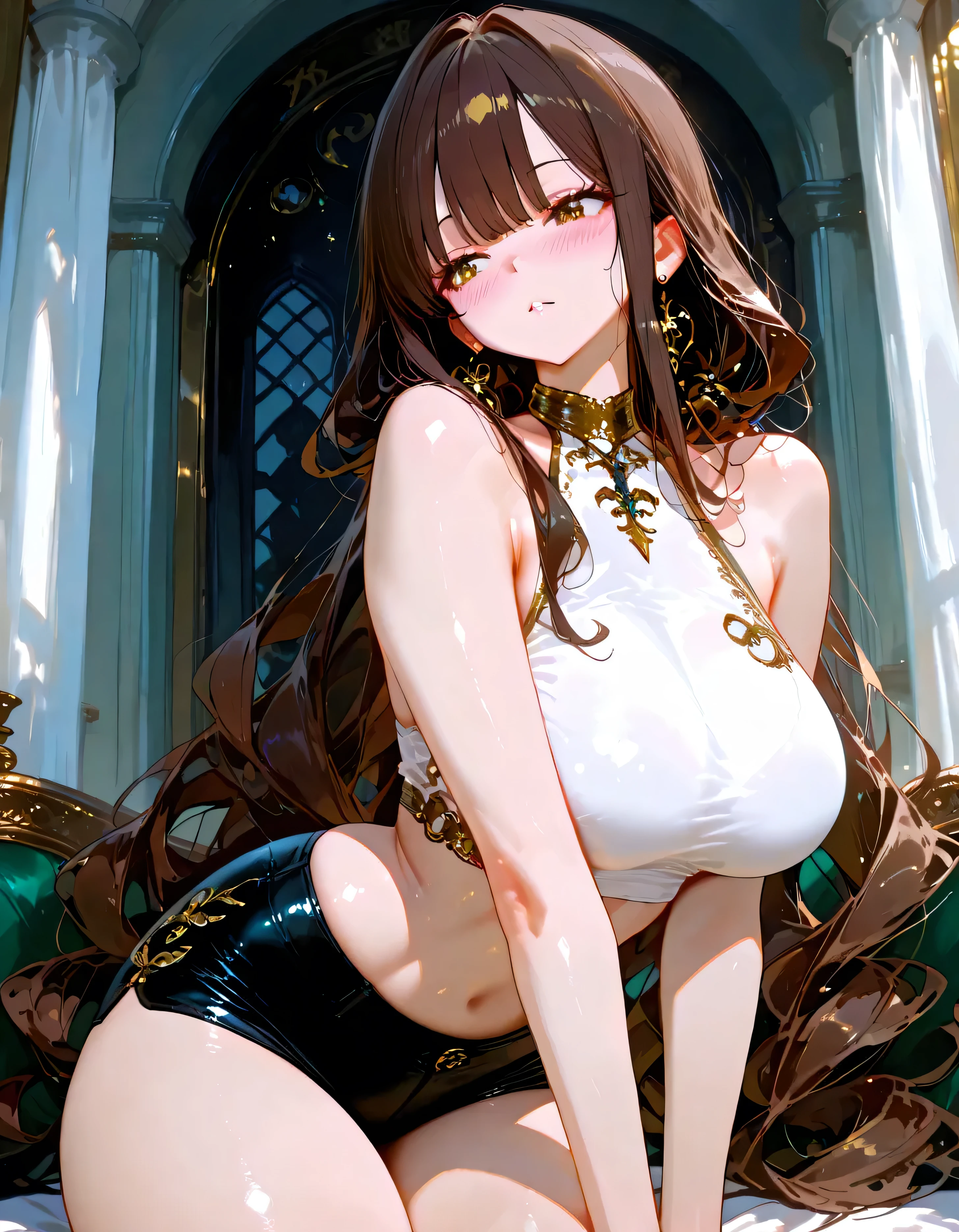 Big Breastsの女性, Blonde, colored feather, metal ornaments, colored Flowers, particle, Light, (masterpiece, 最high quality, 最high quality, Official Art, Beautiful and aesthetic:1.2), (1 girl:1.3), Very detailed,(Fractal Art:1.1),(colorful:1.1)(Flowers:1.3),Most detailed,(Dynamic pose), (Abstract background:1.3), (Shiny skin), (Many colors :1.4), ,(Earrings:1.4), (feather:1.4),masterpiece, 最high quality, 30~40 years, full body shot, Mature Woman, 美しい Mature Woman,Captivating smile, Thick lips, Plumpとした唇, blush, Looking at the audience, Provocative expression, Cleavage, Plump、Curvy Hips、Attractive face、Mischievous face、An inviting gaze、Expressing emotions,Standing position、gorgeous accessories different hairstyles,Gold headband,Ample breasts,Uneven buttocks,Greek clothing,Tulle covers the chest,Perfect balance, Detailed clothing details,Temple,marble,Statue of God,cinematic Lighting, Film Grain, contrast of Light and dark, 8k, masterpiece, Very detailed, Attention to detail, high quality, High resolution, masterpiece, 最high quality, Very detailed, Big Breasts, Are standing, Cowboy Shot, Looking at the audience, Outdoor, blush, 1 girl, (masterpiece:1.3), (High resolution), (8k), (Very detailed), Perfect Face, Beautiful eyes and face, (((最high quality))), (Very detailed), Detailed face and eyes, (alone), High resolution、Beautiful eyes,(((Sexy pose)))