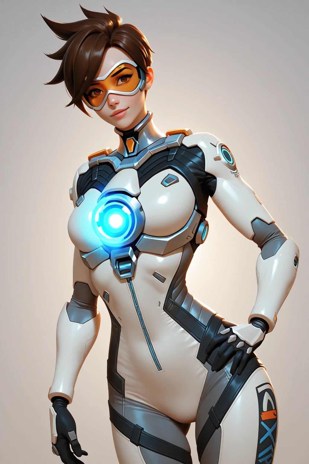Masterpiece, illustration of (Tracer (Overwatch), owtracer:1.5), (painted in the style of Ken Kelly:1.3), intricate details, 8k.