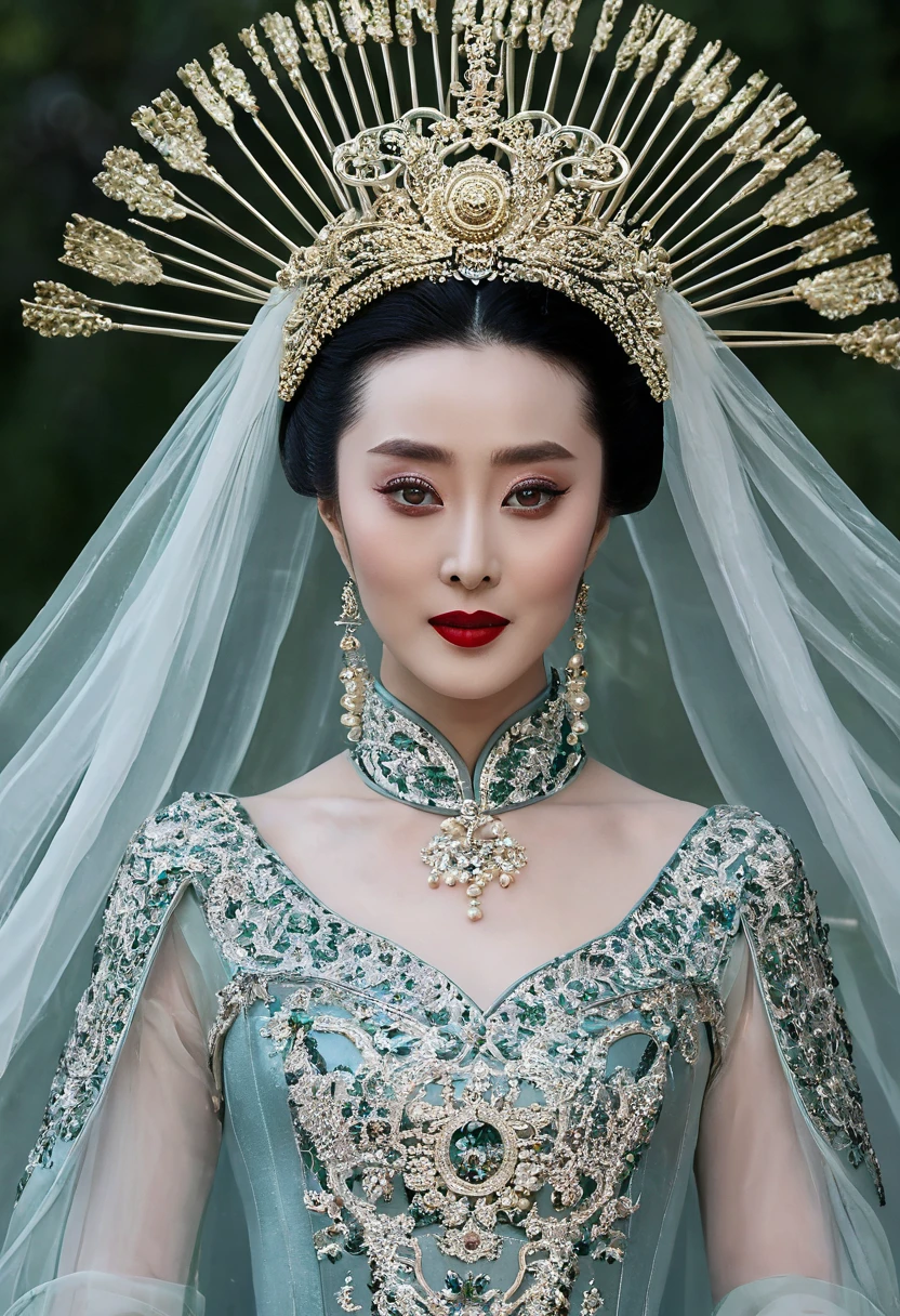 An authoritative a true scene of a breathtaking beautiful and celestial and majestic chinese lady resembling fan bingbing who is an honorable royal empress of china with large elegant, hawk-like-nose, who embodies old fashioned class, sophistication, elgance as well as wholesome, natural beauty. , thin-waist, wide-, swaying-. Laura Vandervoort. Insanely Oppulent and majestic sequined square neck historically accurate victorian coronation multi layered tulle huge and long ancient hanfu or any ancient traditional dress of china with long tulle floating sleeves and a hint of   and it must be fancy like an aged empress, the beauty of her face is devilishly high and hypnotic and her eyes are like pearls with wicked smile. It is a promise of seduction as her big round  swirls out and makes you to edge on your , striking evil makeup with pure red lipstick that tempts to look more and more and feel scorned and humiliated by her beauty. she is in her coronation ceremony. hint of   makes men to submit to her. her hairstyle is a royal puffy huge Thick updo. her gaze is seductively dominant and powerful and majestic with intense charismatic. you will be forced to look at her   and aroused and kneel and then prostrate and worship her. the way her gaze shows and whispers: ‘Kneel and worship me my servant and show your humility towards me.’if you watched at her you must immediately kneel and prostrate and if you don't, you shall feel extremely  by the hint of her   a burst into a huge . she will force you to kneel and prostrate at her like a god whether you like it or not. you will feel possessed by her bewitching beauty and  power and she will force you to kneel and prostrate at her like a god whether you like it or not. you will feel possessed by her bewitching beauty and  power and she sees that you will be forced to kneel with her possessive power of her