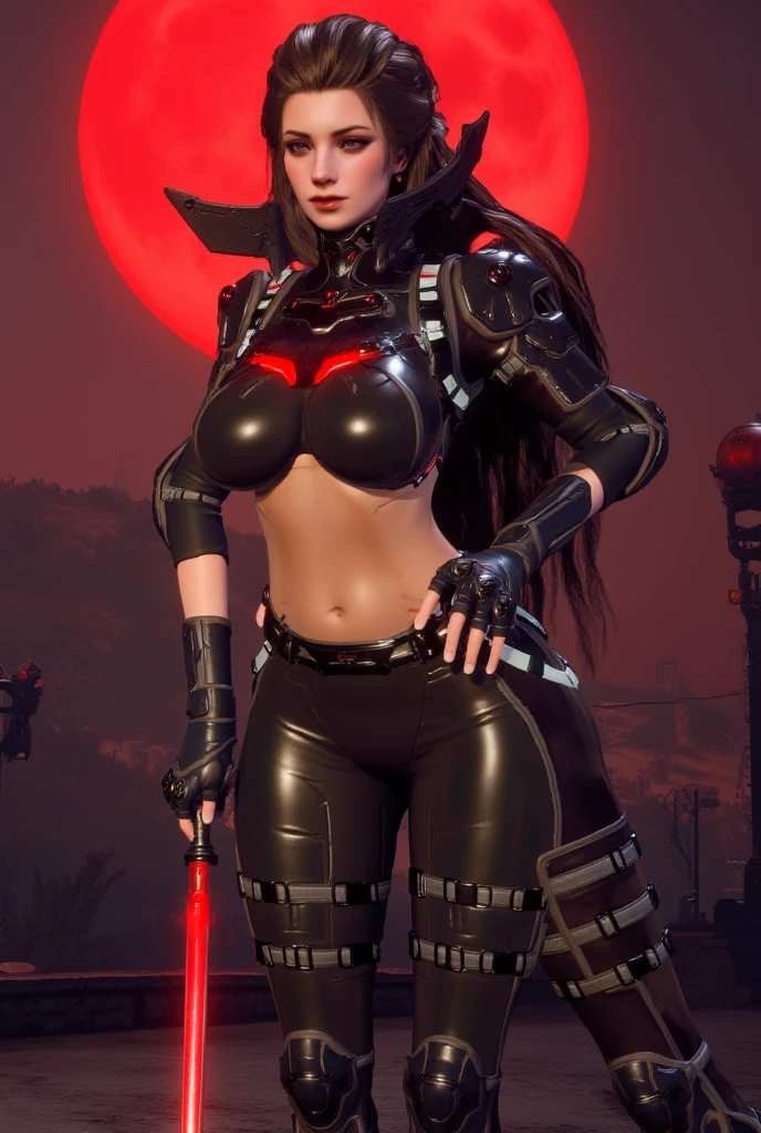 Waist up hyper detailed beauty Tifa Lockhart (in Tsutomu Nihei style) (masterpiece) in detailed black & golden plugsuit (Neon Genesis Evangelion aesthetic style), best quality, sharp focus, glowing