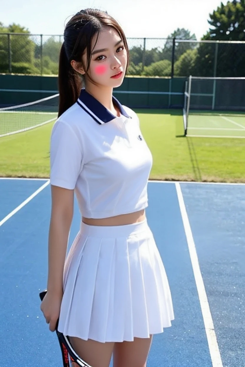 UHigh resolution, retina, masterpiece, Accurate, Anatomically correct, Textured skin, Super detailed, Attention to detail, high quality, Awards, 最high quality, High resolution, 1080P, High resolution, 4K, 8K, 16K、Soccer court、soccer ball、Soccer Shoes、Soccer uniforms、Very cute girls,Sweaty、(Nipples in the Rain UHigh resolution, retina, masterpiece, AAccurate, Anatomically correct, Rough skin, Very detailed, Advanced Details, high quality, Awards, 最high quality, High resolution, 1080P, High resolution, 4K, 8K, 16K、(masterpiece), (最high quality),超High resolution, Caustics, become close, Beautiful become close FACE,Perfect ???????,Cowboy Shot,Solo 30 year old beauty、日BookのBookを読む人、Black Hair,Short Bob Hair,black eye,Slender body,Ideal body type,Medium chest,Sunburned skin,Glowing Skin,Oily skin,Shiny skin,Are standing,ponytail,((latex、Tennis uniform、White polo shirt、White pleated mini skirt)),tennis racket１Book、正しく描かれたtennis racket:1.12、Outdoor、Tennis court、，Full body image((beautiful pussy line:1.19)),,(((MS. A is very cute, like々Nice face.:1.45))), 、(とてもlikeくて胸が大きい:1.2),(Spreading pussy:1.6),