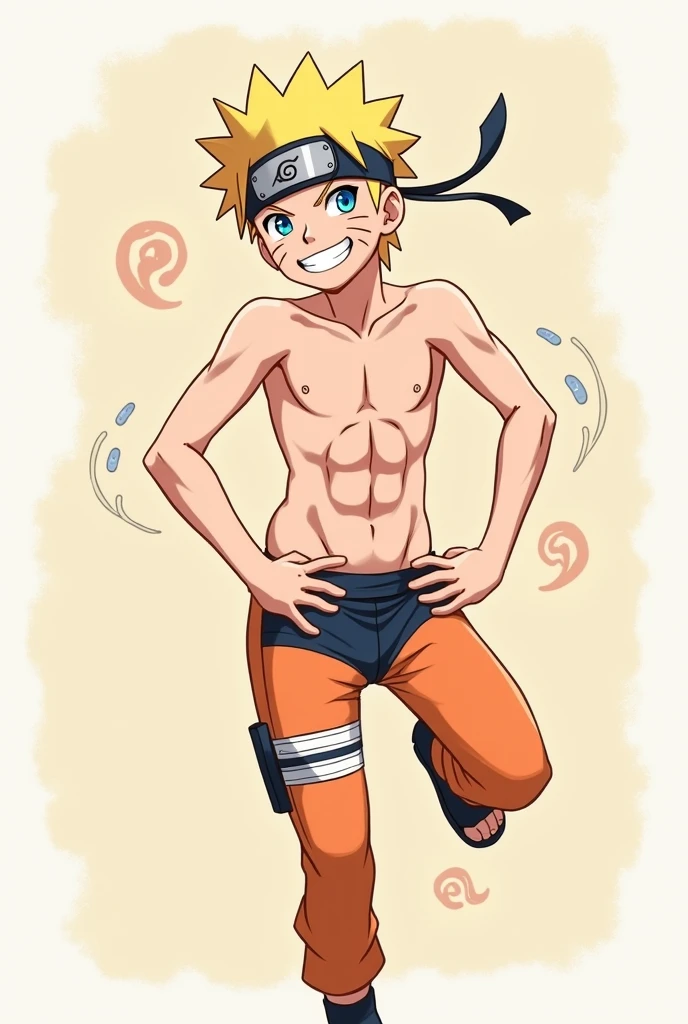 Naruto, shirtless, swim briefs, muscle growth, bathing, boy,