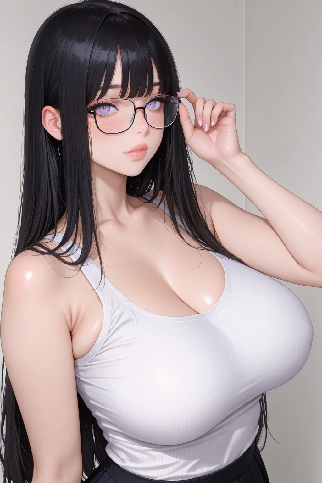 star eye、blash、(realisitic:1.5)、(A dark-haired:1.3)、(High Ponytail::1.5)、(masuter piece、high-definition CG unified 8K wallpapers、top-quality、hight resolution:1.2)、(Ultras_Detailed、nffsw:1.2)、(pixiv:1.3)、Perfect Lighting、Clair、(1girl in:1.4)、(Beauty:1.2)、Watch Viewer、unrealengine、Side lighting、Perfect face、Detail Face、bangss、perfectbody、The best smile、beautidful eyes、Clean face、(bright skin: 1.4)、Natural Shading、Kpop Idol)Watch viewers with calm, goddess-like happiness、(Colossal tits:1.5)、A smile、cowboy  shot、tilt of the head、grease、(Black and white two-tone bikini:1.4)、Spread your legs、smirking at viewer、((Lowered eyewear:1.2))