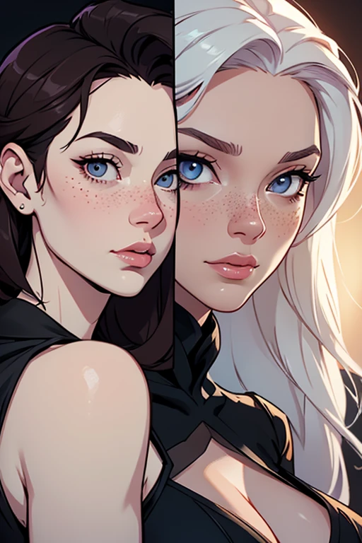 Beautiful portrait mode pose Cartoon character in dynamic pose two women together with freckles on their faces Disney princess Queen Anna of Arendelle with 1,60cm on the left and together with a symmetrical body and beautiful breasts, corpo bem definido, delicado e sensual, estilo de desenho animado, digital illustration Portrait mode a close up of two women Cartoon style digital illustration in bikinis in front of a mountain, artegerm e lois van baarle, artegerm e atey ghailan, modelo uniforme | artegerm, artegerm e Genzoman, artegerm comic, como visto em artegerm, artegerm e wlop, artegerm and rossdraws style digital illustration cartoon style Cartoon image of a woman , roupas sensuais , garota super fofa, authoritative would be facial expressionIllustrate??o estilo desenho animado, estilo de arte dos desenhos animados, estilo de arte dos desenhos animados, digital illustration style, there is a woman in a corset and stockings holding a knife, alena aenami and artegerm, range murata and artegerm, extremely detailed artegerm, artegerm and ilya kushinov, even model | artegerm, ilya kuvshinov and artegerm, artegerm style, artegerm and rossdraws