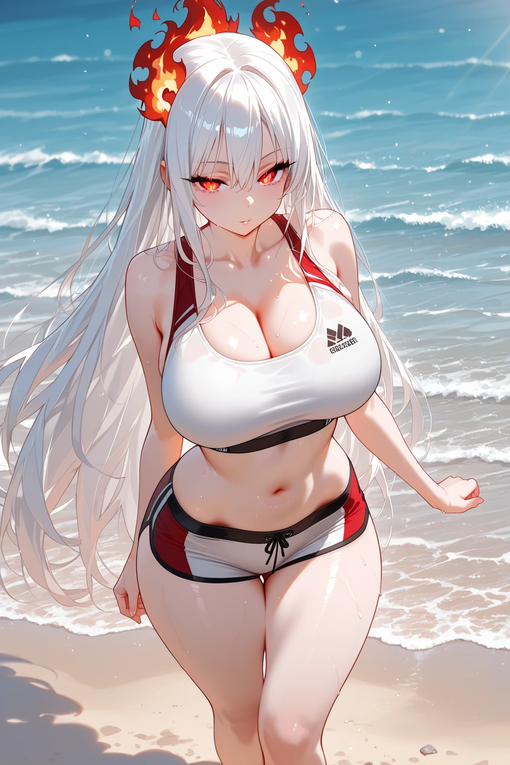 ((seductive))((majestic, Magnificent)) ((beautiful face woman)) (()), ((dark eyeshadows make up)) ((red lips)), ((cute smile)) ((very long straight platinum blonde hair))((big breast:1.5)) ((slender body:1.3)) ((wear gold bikini)) ((jewerly, earrings)) ((relaxing at beach dock posing for photos, beach sunset has background)), ((high definition:1.5), ((masterpiece:1.5))((8k:1.5)) ((Best quality:1.4)), more_details:-1, more_details:0, more_details:0.5, more_details:1, more_details:1.5, more prism, vibrant color