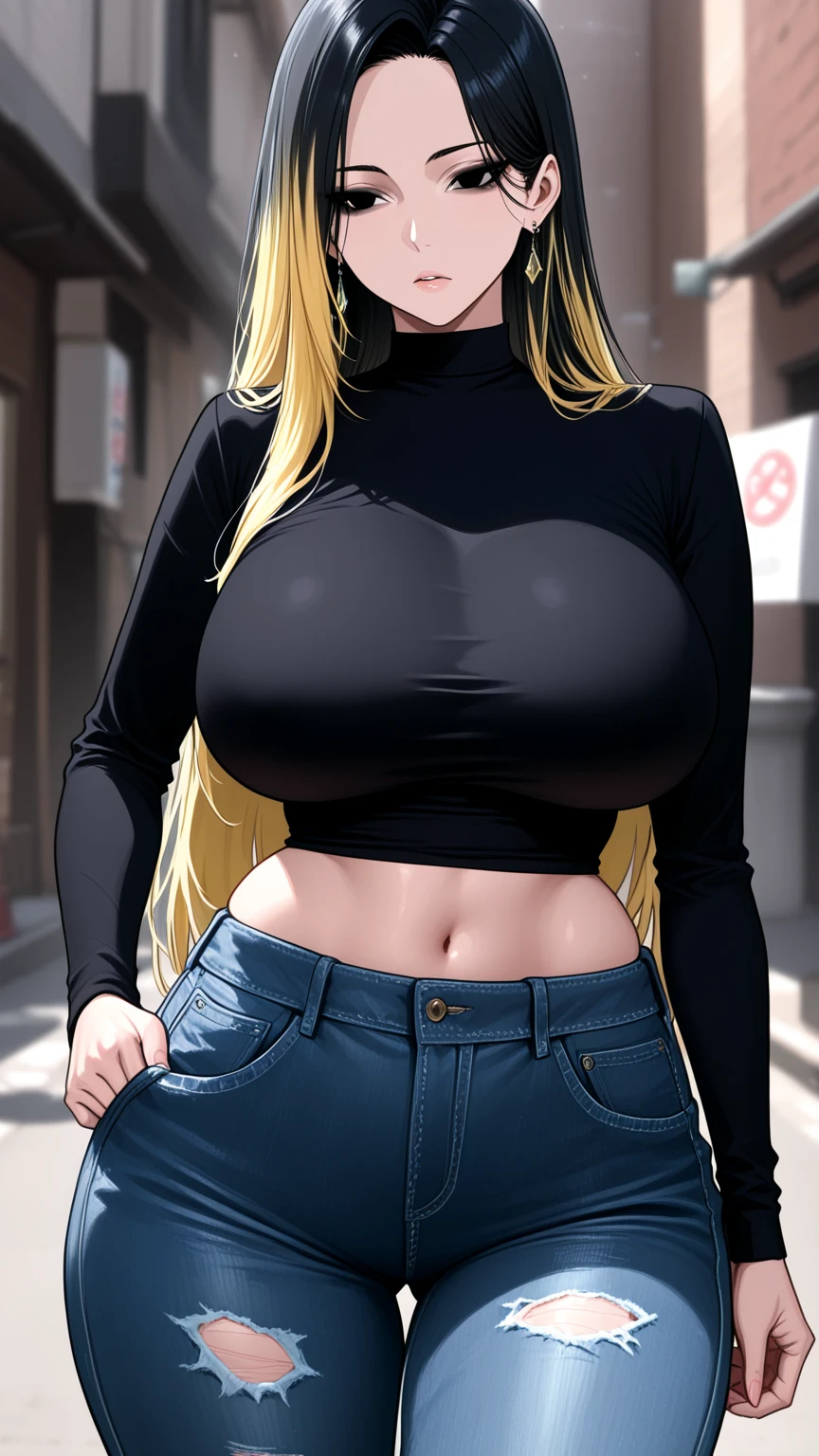 (brazilian ebony girl,sneakers,long yellow hair,thin,gray blouse,super tight pink jeans,big tits,nsfw,most beautiful woman in the world),(photorealistic:1.37,highres,ultra-detailed),(vivid colors,studio lighting),(portrait) busty