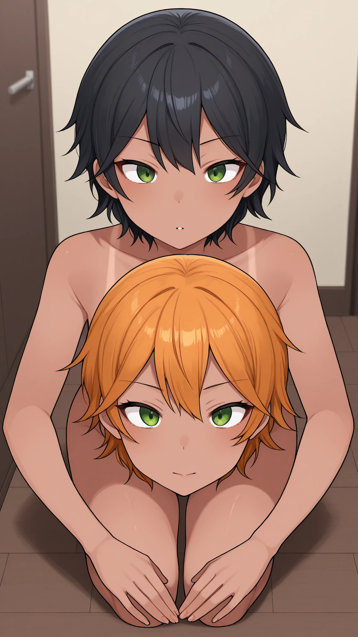 score_9, score_8_up, score_7_up, source_anime, 1boy, dominant white male, male, huge penis, enormous ligh skinned male penis, precum, smug, muscular light skinned male, sexy, nude, sitting on loveseat, indoors,  horny, big dick,twink, lean, twink boy, yumejoshi, femporn,  marceline, marceline abadeer, purple eyes, BREAK, ((1girl)), nami, couple, sex, doggystyle, pussy, vagina, female, female on male, Heterosexual, breasts
