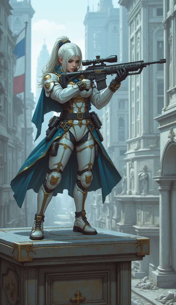 powerful, 1 girl, artist request, waist belt, Short blonde hair, white with possible cover sleeves, mitts, booties, no characteristic features, fully body, blue colored eyes, high resolution, gazing at viewer, krypton, DC Comics, shorth hair, simple background, standing alone, Kara Jor-El: Cheiro de krypton,