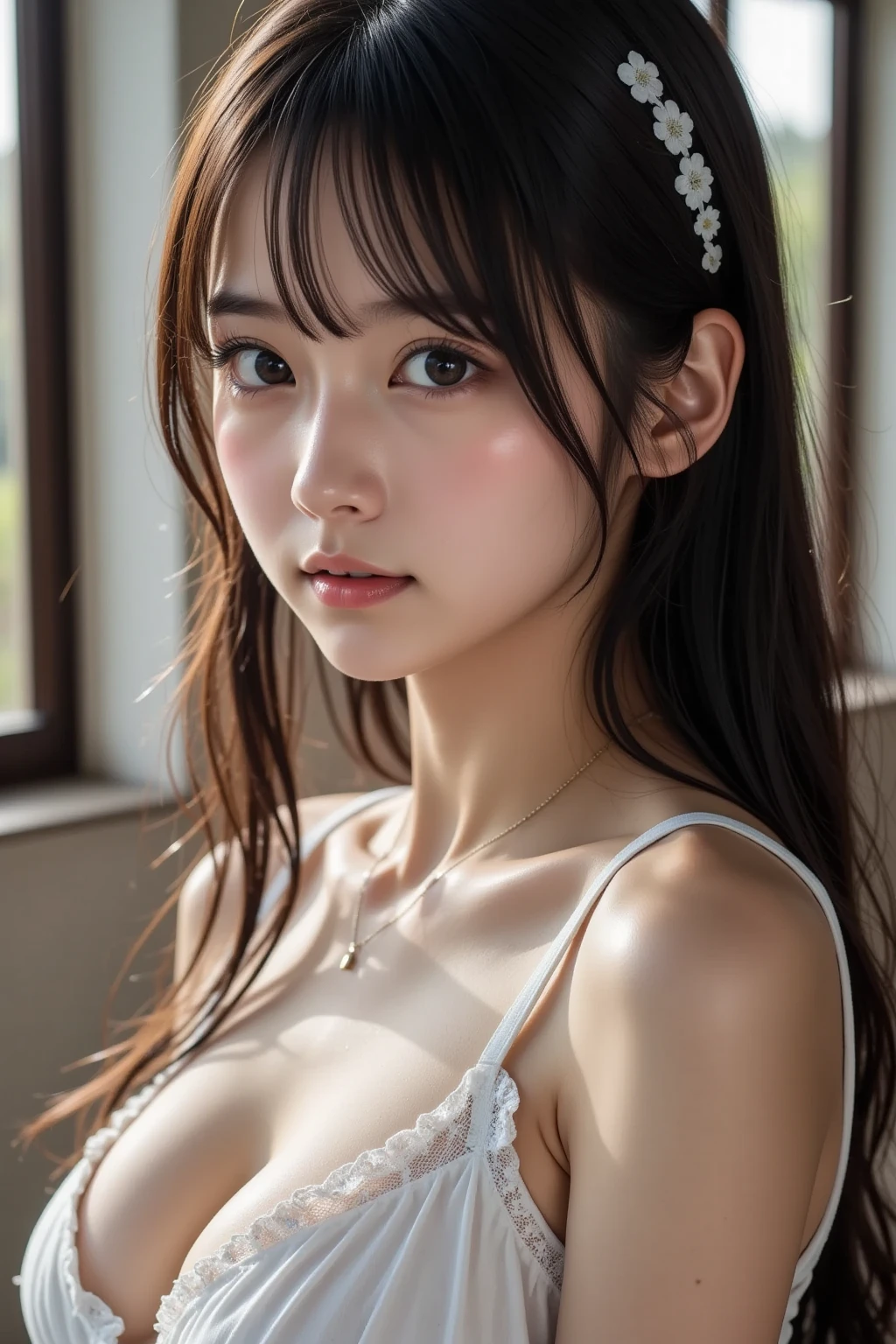 ((highest quality、8k、masterpiece:1.3)),((((cowboy shot)))),(((silk bra))),(((sagging breasts))),(((gigantic breasts))),Ultra-high resolution,big eyes,Japanese,bangs,(a girl),(1 girl),baby face,lolita,((16 years old)),((cute)),pretty,((facing at viewer)),hotel