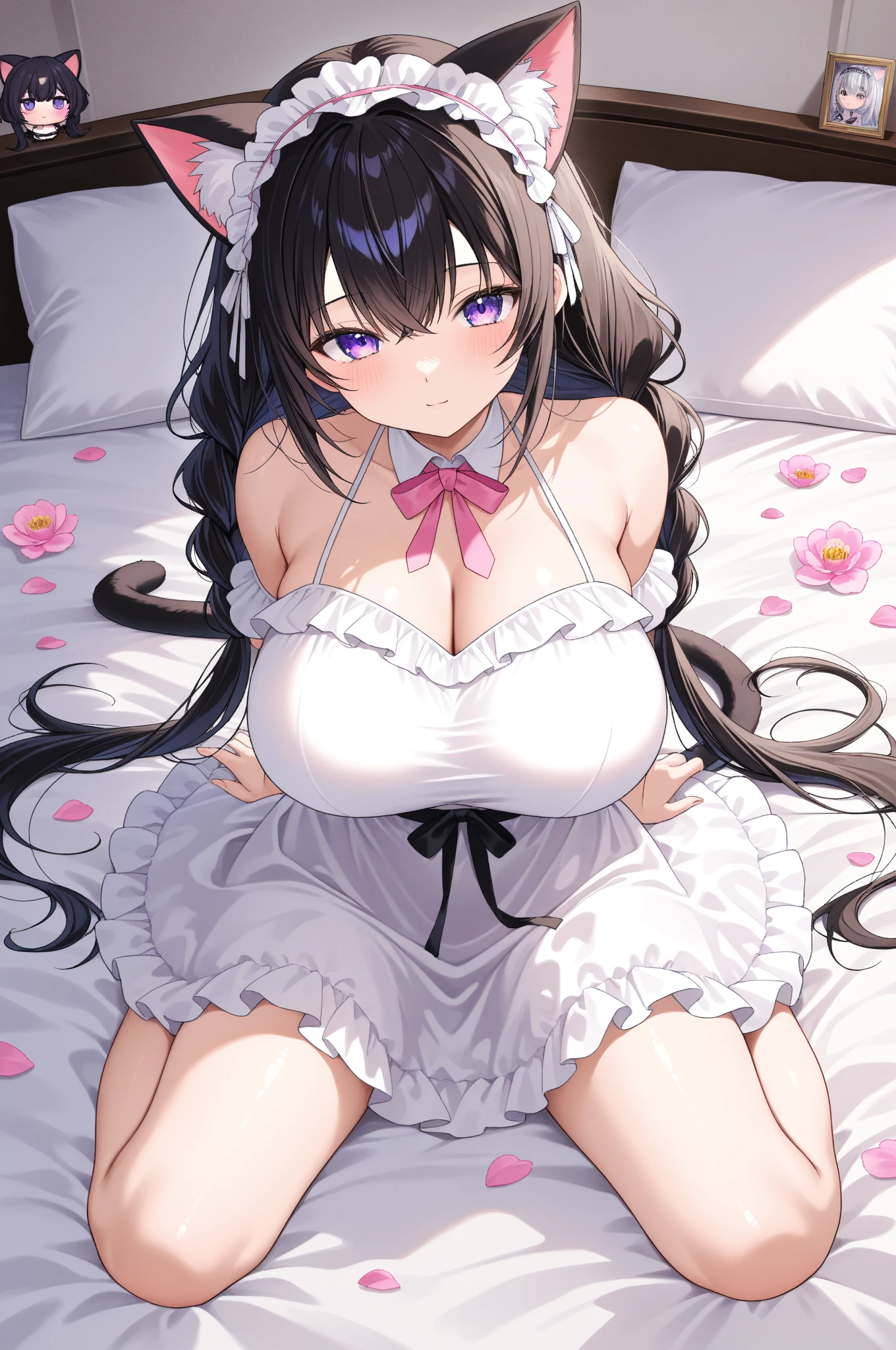 1girl,,big breasts,hotel room,bed,(8k),
,detailed face,hair,brown eyes,very long hair,embarassed,small smile face,ponytail,hair, high_res, high_definition,battlefield,sexy pose,White_Brassier,black_panties,kashino from azure lane, animal ear, full view from head to toe,