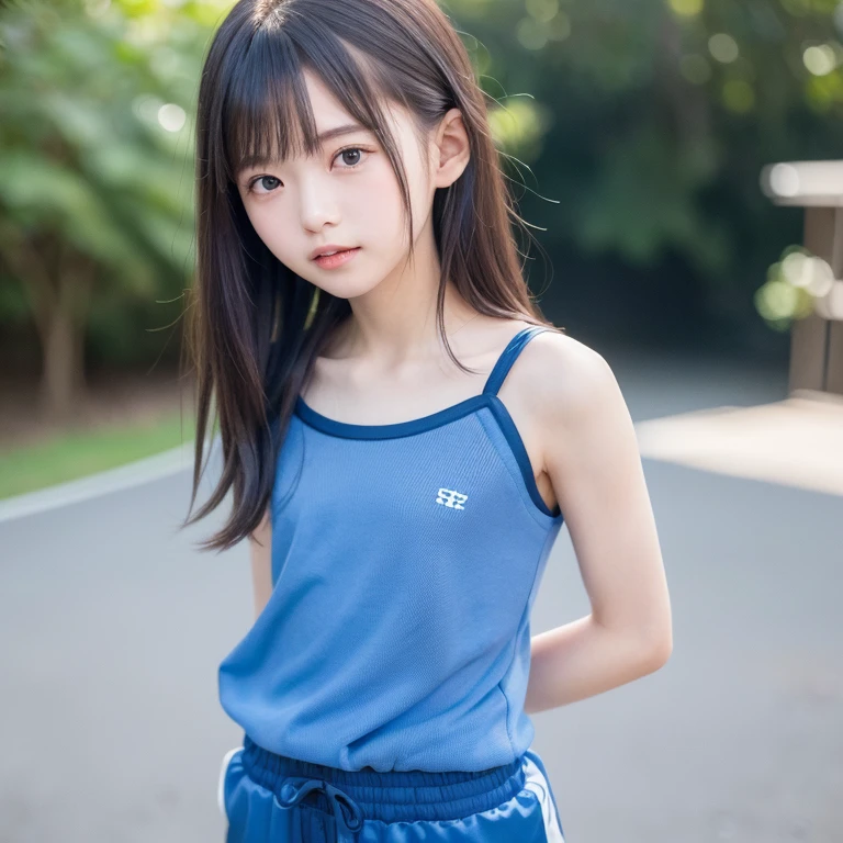 (Top Quality, 32k, Masterpiece, UHD: 1.2), ((Cute 13-year-old Japan child photo: 1.5)), ponytail hair, ((Cute character pattern underwear for toddlers: 1.4)), (Sleeping: 1.5), (Dynamic pose: 1.2), (From top: 1.5), (Close-up: 1.4), Small: 1.5, outdoor, wind, shiny skin, blurry background,