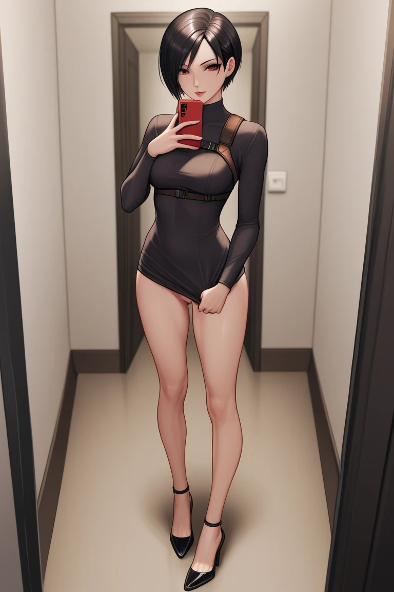 Girl, spreading butt, breasts, self hugging, stockings