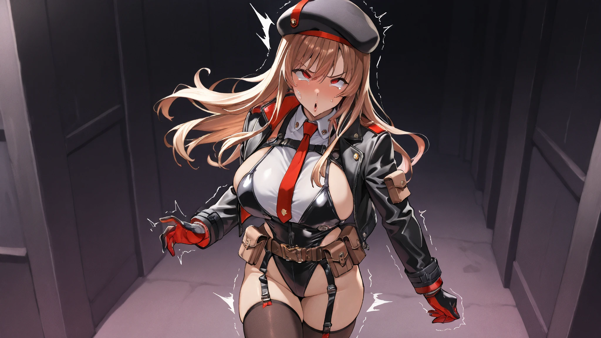 1girl, utsushimi kemii, boku no hero academia \\\\\ masterpiece, best quality, very aesthetic, absurdres, newest \\\\\\ slim body,///// ,by nyantcha,cutesexyrobutts , by khyle,,////// beautiful face, light brown hair ,plump and glossy lips, . , , dark brown eyes,, cap, black catsuit . She wears white cuffs around her wrists,,standing, white background, (rear view:1.2), ass view,big tits