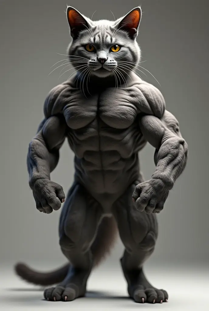 Muscular cat doing exercises