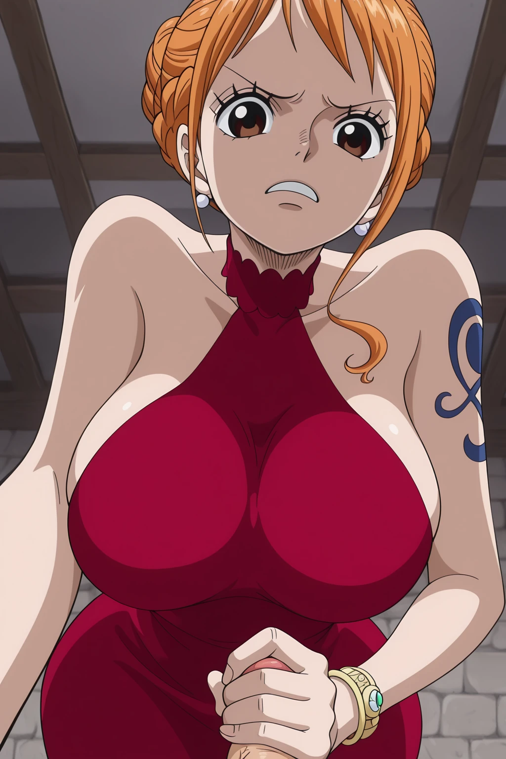Big chest, chest, whole body,Thighs,Light blush, Bodysuits,Black,Bunny ears,looking at the camera, making eye contact, Light blush, valley,Large Breasts, Looking up