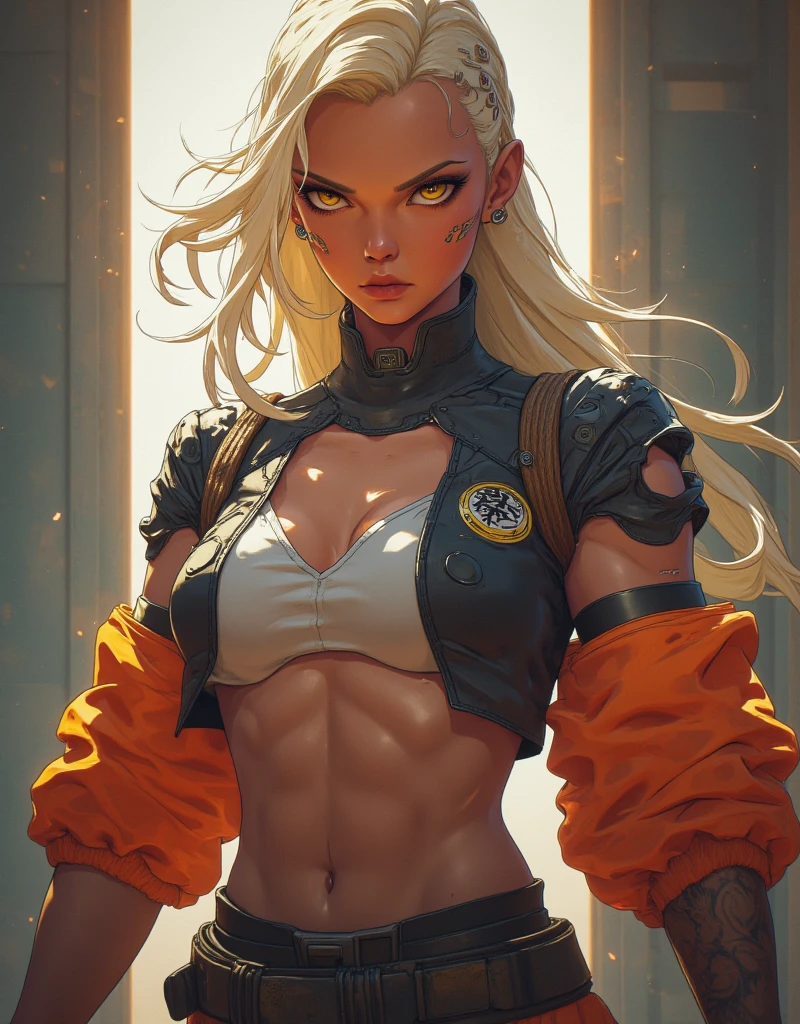 score_9, score_8_up, score_7_up, 1girl, solo, Asajj, blue eyes, grey skin, short hair, white hair, facial mark, <lora:AsajjVentressPDXL_V1-Manityro-adamw:1.0>, outdoors, desert, sun, clouds, looking at viewer, outfit1, cleavage cutout, bandages, dark purple shrug \(clothing\), belt,