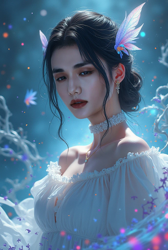 nude (((masterpiece))), (((highest quality))), ((Super detailed)), (Highly detailed CG illustrations), ((Very delicate and beautiful)), Cinematic light, Create fantastic fantasy art, Fairy Fantasy, Hoan Lap, myth, A girl, French girl in Hmong costume, Hmong, clothing, headdress, Nipple ring, 8k wallpaper, solidarity, Art Station, High resolution CG, clear face, detailed eyes, cloud, colorful,