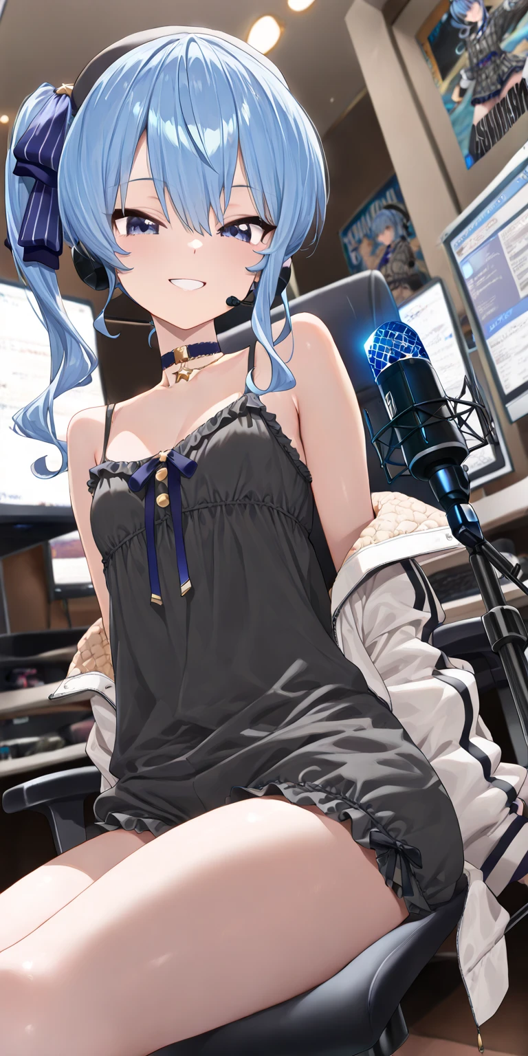 ((Best Quality, 8K, Best Masterpiece)) Anime characters with long gray hair and blue eyes, Anime visuals of young women, Today's featured anime stills, God of White Hair, official art, cute girl anime visuals, Popular isekai anime, Tsuaii, Marisa Kirigami, Anime movies, TV anime still, Isekai, Hestia, Albedo of Anime Overlord Transparency 16 years old Blue small ribbon in hair