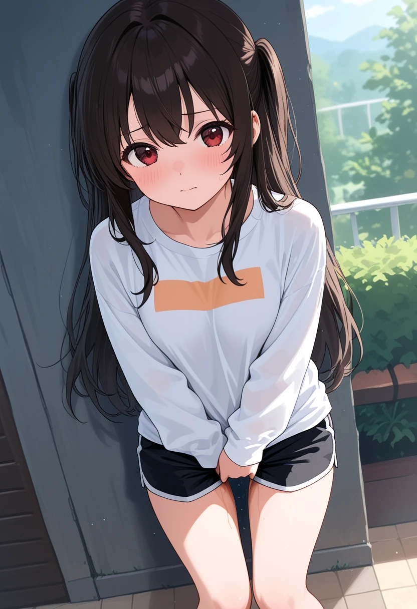 girl, cute, brown hair, twin tails, junior high school student, blush, small breasts, , pussy, tits, sperm