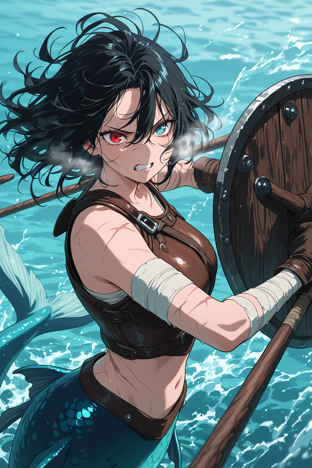 (masterpiece, best quality, detailed), 1girl, solo, looking at viewer, <lora:ruri-oreimo:0.8>, ruri gokou, <lora:quiron_Xena_v1240_Lora:0.8>, xenaquiron, xenawarrior, armlet, armor, outdoors, storm, ((rain)), cloudy sky, dark clouds, night, dark, sky, lightning, wind, contrapposto, legs apart, red eyes, (waves), wet clothes, wet, wet hair, hand on own hip, arm at side, wet skirt, serious, closed mouth