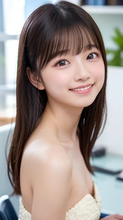 (masterpiece, highest quality:1.2), 8K, 13才のfull nudeの女の子, Looking back from diagonal front and side, face 85mm,Official AR RAW photo, スーパースリムなスレンダーbeautiful girl、下Half bodyfull nude、short sleeveの白シャツ、show me your ears、naked girl photo shoot、full nude, cute face, close, Half body, biolace, gardenia, beautiful girl, thighs, short sleeve, station platform、 looking at the viewer, no makeup, (big smile), film grain, chromatic aberration, sharp focus, face light, clear lighting, Ten generations, detailed face, background bokeh, 、((((((1 year old girl)))))),((((((13才の下Half bodyfull nude女子高生))))),thin waist、shy pose、shy and nervous girl、