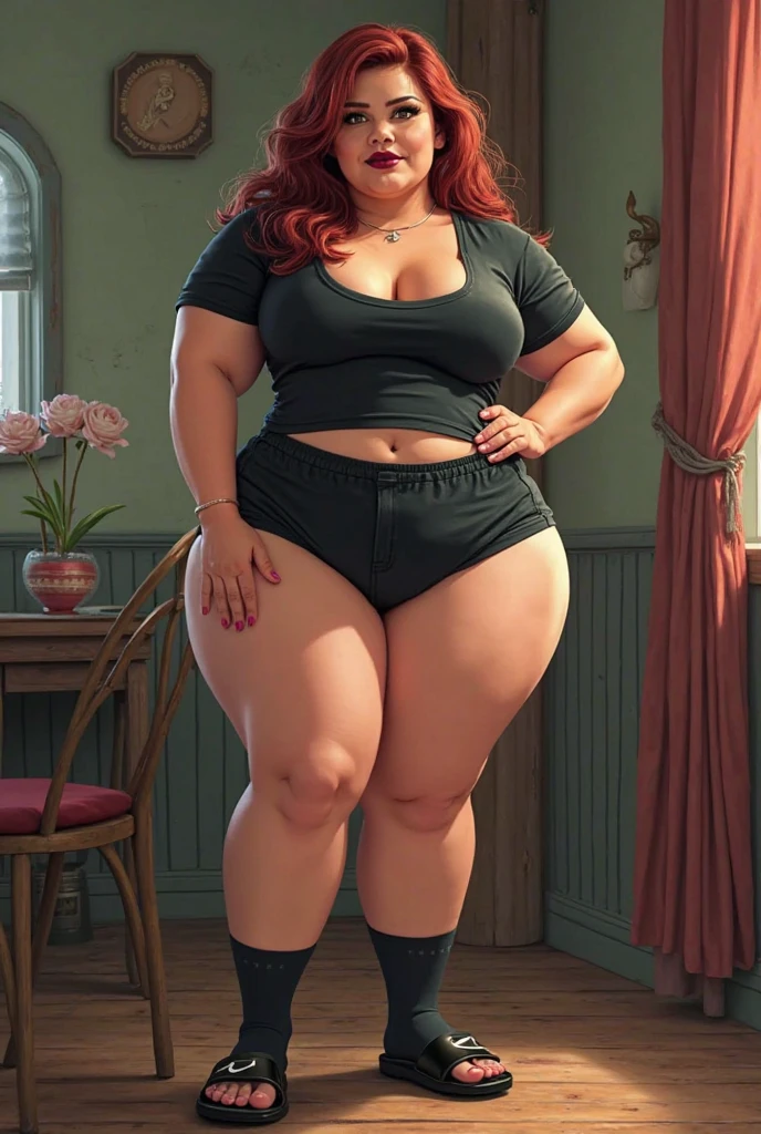 (best quality,8k,highres,​masterpiece:1.2),Ultra-detail,realisti, photorealestic, naturally, 基于物理的渲染, colorful, Full body shot, redhead, Ganzkörperbild vorderransicht einer muscularen lady, 33 years alt, shaved hair, wears a green beret, Army, Camouflage clothing, hautenge olivgrüne Camouflage clothing, black overknee boots, standing in front of a tank, female, 33 years, 200 cm large, large, powerful, sweaty, muscular, roundish,  curvy, Oversize, Overweight, thick lips, Hourglass figure, huge breasts, sehr largee Brüste, massive wide hips, slender waist, Wespentaille, largeer Hintern wie ein Pferd, bubble butt, strong thighs, massive thigh, long legs,  warm-hearted, roundish, curvy, Oversize, Overweight, thick lips,  touches the breasts, smiling, 