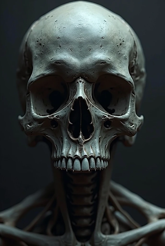 Floating skull head on a black background