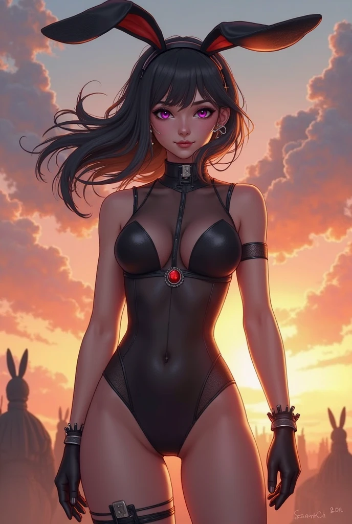 1girl, (solo:1.2), (cowboy shot:1.2), (looking at viewer:1.3),
<lora:Yoruichi [justTNP - v1.0]:1.0> shihouin yoruichi, dark skin, (dark-skinned female:1.2), ponytail, black leotard, leotard, thighhighs, purple hair, black hair, yellow eyes, detached sleeves, black thighhighs, black sleeves, halterneck, black clothes, bare shoulders, large breasts, curvy, athletic, toned
BREAK <lora:SashaKHMEL [MockAi - v1.0]:0.85> sashakhmel, soft shading, painterly style, vivid, noise image, bouncing light
BREAK intricate details, (masterpiece:1.3), (best quality:1.3), (perfect anatomy:1.4) BREAK, (beautiful white clouds:1.3), puffy clouds, white sky