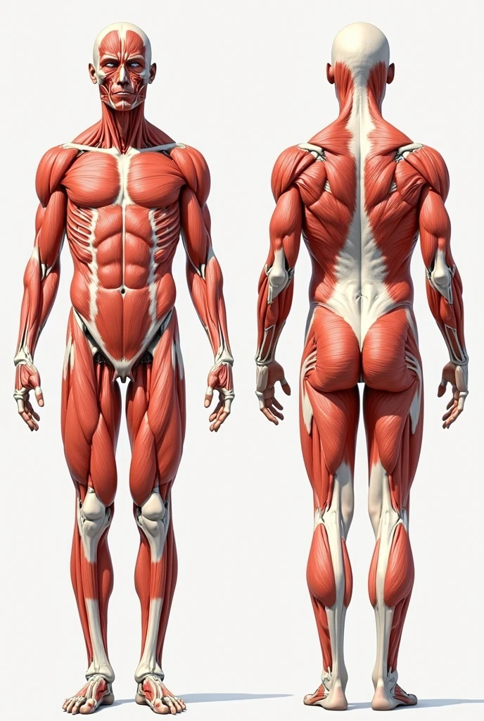 Human anatomy musculature front and back 


