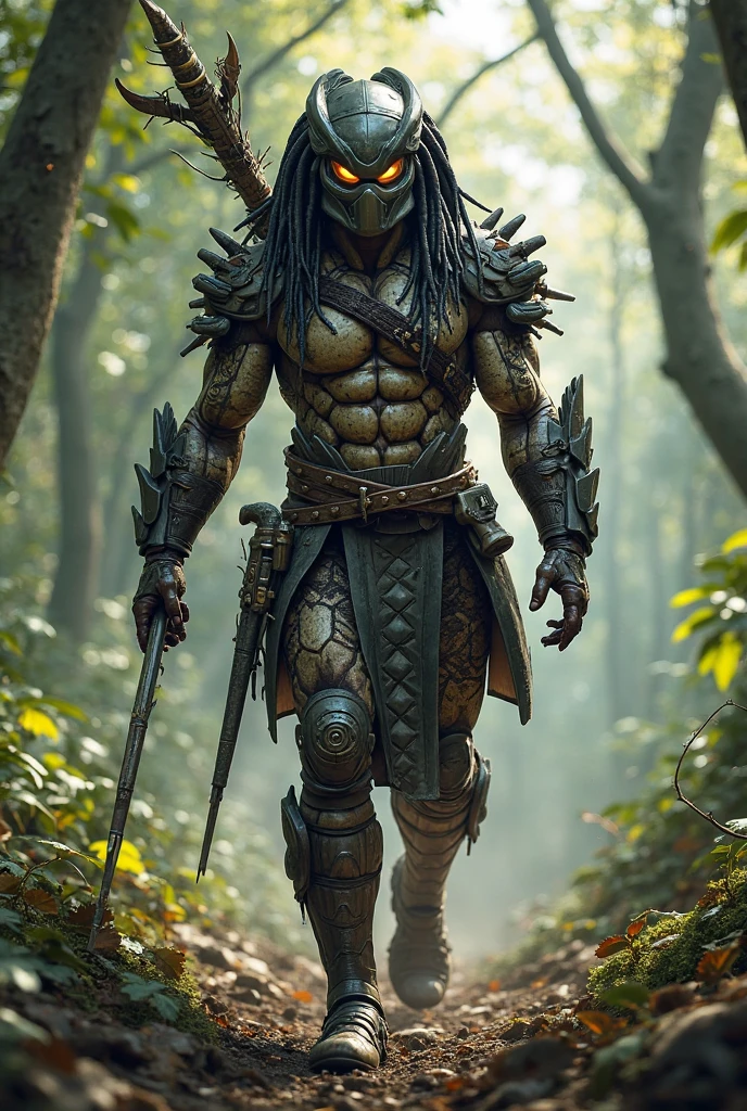 Horror-themed movies,Ultra HD、Amazing image quality,4k、darkジャングル、薄dark背景、Predator、Silver iron mask、Muscular body、The body is covered in armor、Skin color is dark green、Equipped with iron claw weapon、Full Body Shot,Give the viewer a malicious look, Grabbing Viewer, For the viewer,Misty marshland background,Shallow depth of field, Vignette, Very detailed, High budget, Bokeh, CinemaScope, Sulky, amazing, nice, Film Grain, granular . Creepy, Anxious, dark, Creepyな, Suspenseful, strict, Very detailed