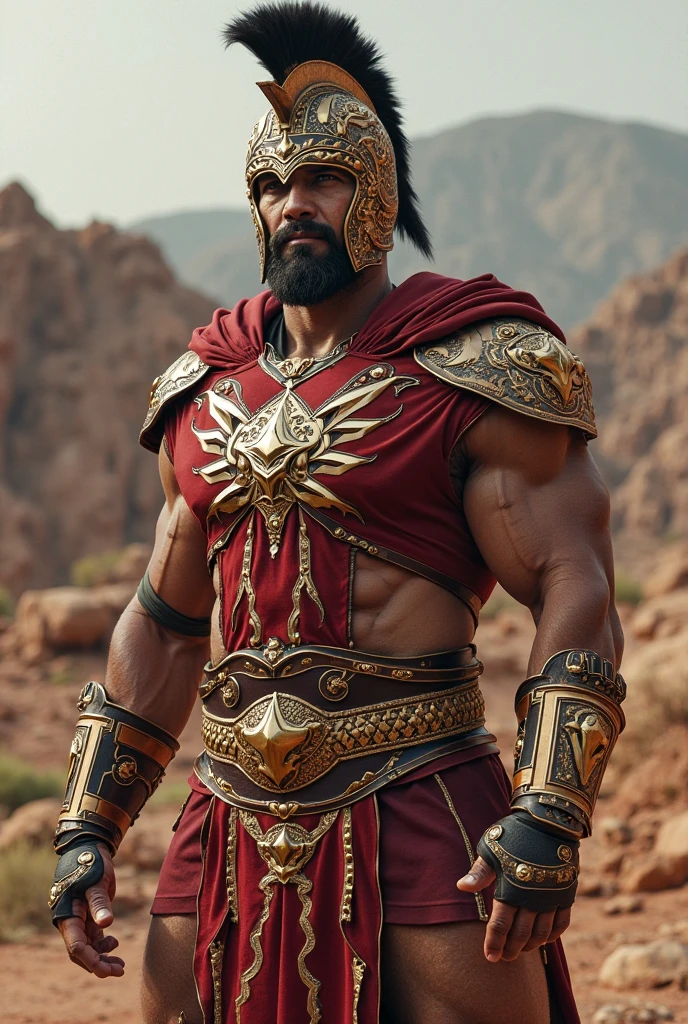 Image of Tecun with iron armor in the style of Achilles