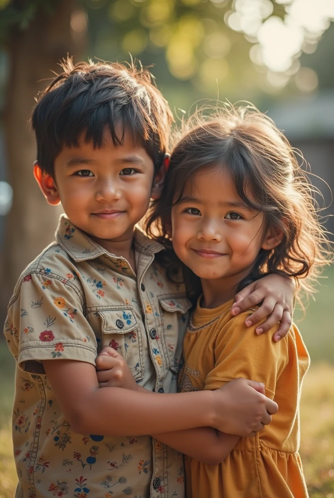 Girl hugging a boy